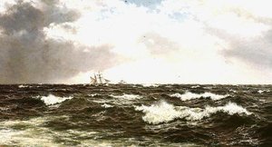 Paysage marin avec des navires en plein canal