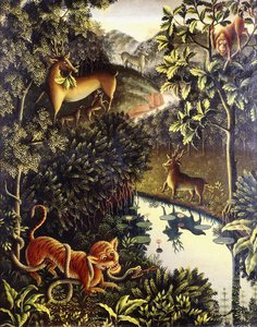 Fable animale : Tigre et Serpent en combat dans une forêt primitive