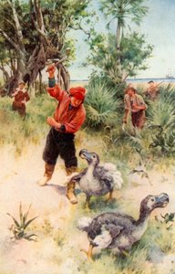 Marins hollandais à la poursuite de dodos (lithographie couleur)