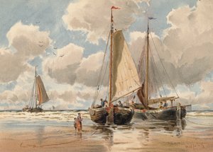 Navires néerlandais à marée basse - Walter William May