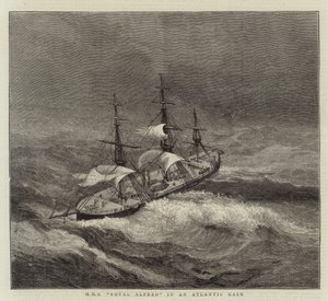 HMS Royal Alfred dans une tempête atlantique - Walter William May