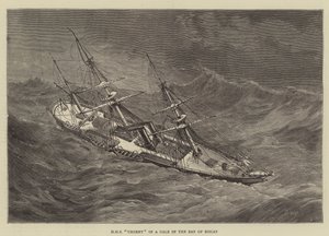 HMS Urgent dans une tempête dans la baie de Biscaye - Walter William May
