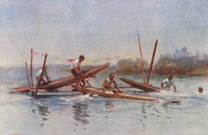 Nouvelle-Zélande : Course de canoës - Walter Wright