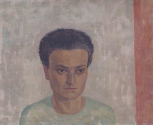 Madame S. Schönberger en blouse verte