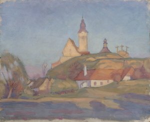 Paysage avec église