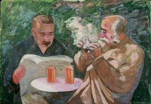 Hommes dans le jardin d