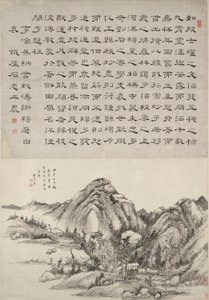 Paysage après Huang Gongwang avec calligraphie de Shi Zhili - Wang Chen