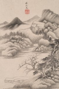 Paysage dans le style de divers vieux maîtres: Paysage après Dong Yuan (actif 934) - Wang Jian