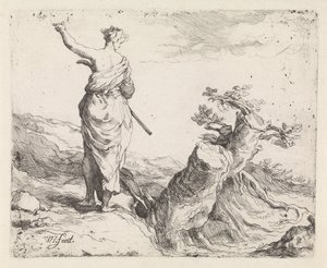 Paysage avec femme près d