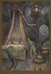 "Il sortit de sa cachette et tua le serpent", de Folk-Tales of Bengal ... Avec 32 illustrations en couleur par Warwick Goble (Edition de luxe)