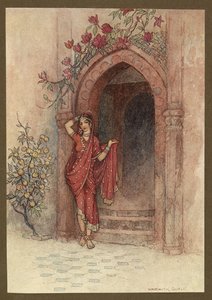"À la porte de laquelle se tenait une dame d