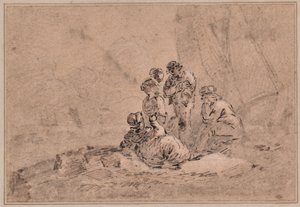 Groupe de pêcheurs au bord de la mer