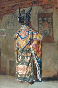 Lama en costume de fête au monastère de Pemyonchi au Sikkim