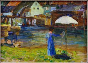 Kallmünz – Gabriele Münter peignant I - Wassily Kandinsky