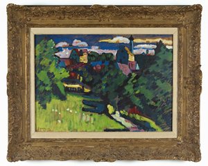 Murnau - vue avec château, église et chemin de fer