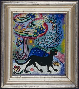 Oiseau fantastique et panthère noire - Wassily Kandinsky