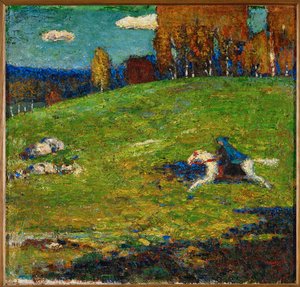 Le cavalier bleu (huile sur toile) - Wassily Kandinsky