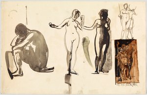 Nus féminins et Saint Hubert, verso : Nus féminins - Wassily Kandinsky