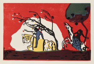 Zwei Reiter vor Rot - Wassily Kandinsky