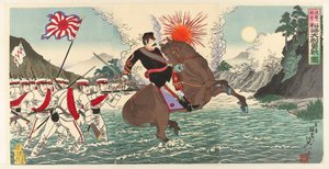 Représentation héroïque du combat du capitaine Matsuzaki lors de la bataille de Songhwan