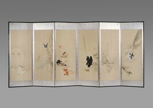 Paravent : Fleurs des douze mois, c.1900 - Watanabe Seitei