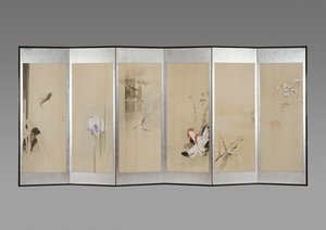 Paire de paravents : Fleurs des douze mois, c.1900 - Watanabe Seitei