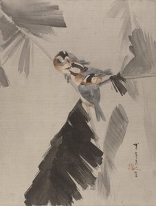Trois oiseaux sur une branche, ca. 1887
