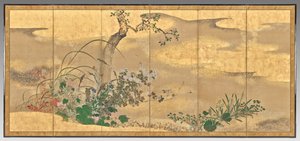 Fleurs et arbres des quatre saisons (écran gauche) - Watanabe Shiko