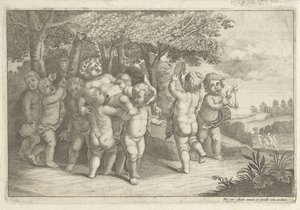 Garçons jouant de la musique et dansant portant un bacchant - Wenceslaus Hollar (rejected attribution)