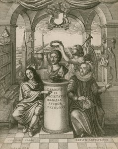 Buste de Charles II, avec Lord Brouncker (à gauche), premier président de la Royal Society, et Francis Bacon (à droite) - Wenceslaus Hollar