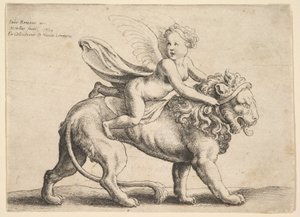 Cupidon sur un lion - Wenceslaus Hollar