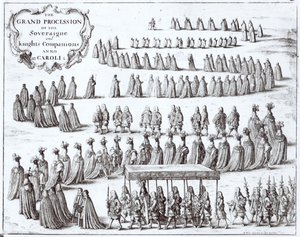 Grande procession du Souverain et des Chevaliers de la Jarretière à Windsor, 1672 - Wenceslaus Hollar