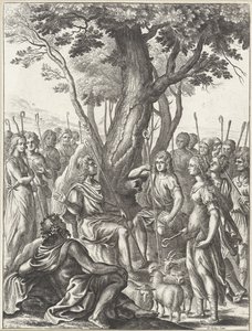 Le berger Meliboeus juge le jeu des bergers Corydon et Thyrsis (série: Œuvres de Virgile) - Wenceslaus Hollar