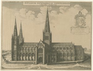 Cathédrale de Lichfield - Vue du sud: gravure - Wenceslaus Hollar