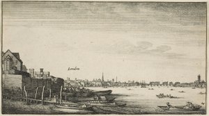 Londres vue de la rivière Thames à Milford Stairs sous Arundel House - Wenceslaus Hollar