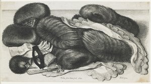 Manchons et articles de vêtements sur une table, 1647