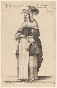 Mulier Primaria Antuerpiensis, en ornatu domestico - Wenceslaus Hollar