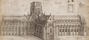Ancienne cathédrale Saint-Paul vue du nord-est, milieu du 17ème siècle - Wenceslaus Hollar