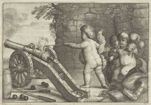 Putti tirant un canon : L