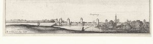 Paysage fluvial avec vue sur Strasbourg
Vues fluviales en Allemagne et dans les Pays-Bas (titre de la série) - Wenceslaus Hollar