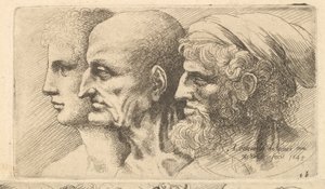 Rangée de trois têtes de profil à gauche, 1645