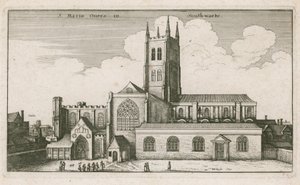 Saint Mary Overies, Southwark, Londres; dessin daté de 1647 - Wenceslaus Hollar