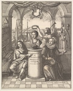 La Royal Society, frontispice de Thomas Sprat, Histoire de la Royal Society de Lond..., 1667 - Wenceslaus Hollar