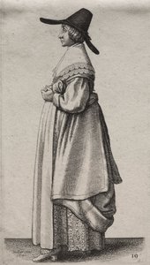 Les Diverses Habitudes des Femmes Anglaises, de la Noblesse aux Femmes de la Campagne : La Femme avec un Chapeau Masculin et une Jupe Fleurie - Wenceslaus Hollar