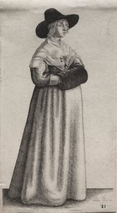 Les Diverses Habitudes des Femmes Anglaises, de la Noblesse aux Femmes de la Campagne : La Femme avec un Chapeau Masculin et un Manchon Sombre - Wenceslaus Hollar