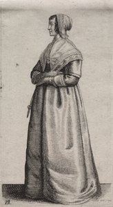 Les Diverses Habitudes des Femmes Anglaises, de la Noblesse aux Femmes de la Campagne : La Femme avec des Ciseaux - Wenceslaus Hollar