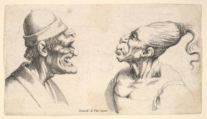 Deux têtes déformées, 1625-77 - Wenceslaus Hollar