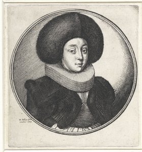 Femme avec col plissé et grande toque en fourrure - Wenceslaus Hollar