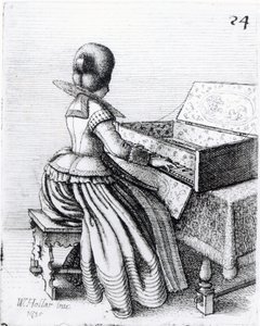Femme jouant au clavier, 1635 - Wenceslaus Hollar