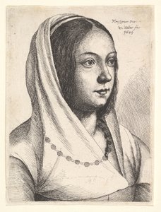 Jeune femme avec un foulard sur la tête, d